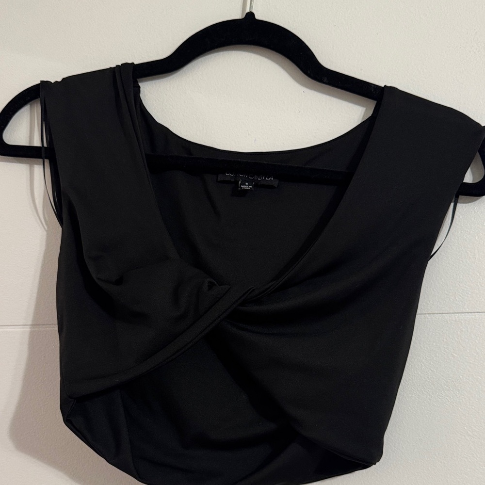 Cotton Candy Elegant Black Crop Top